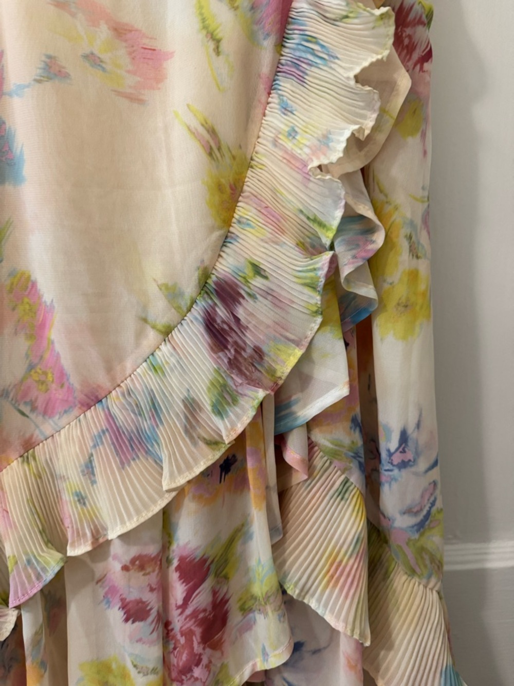vestique Cream Floral High-Low Ruffle Midi Skirt - Picture 3 of 5